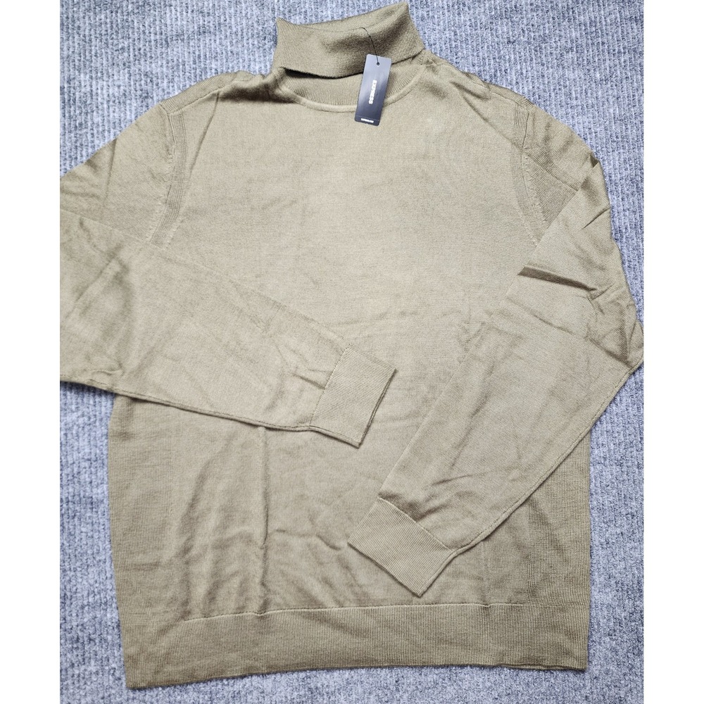 Express Mens Olive Green Wool Blend Turtleneck Sweater XL NEW
